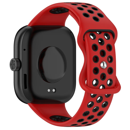 For Redmi Watch 4 Dual Color Perforated Silicone Watch Band(Red Black) by buy2fix