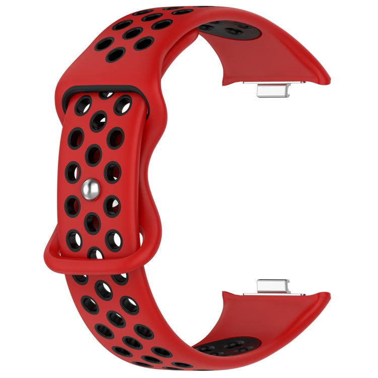 For Redmi Watch 4 Dual Color Perforated Silicone Watch Band(Red Black) - Watch Bands by buy2fix | Online Shopping UK | buy2fix