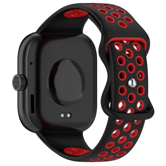 For Redmi Watch 4 Dual Color Perforated Silicone Watch Band(Black Red) by buy2fix