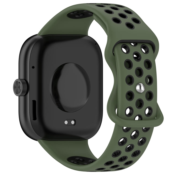 For Redmi Watch 4 Dual Color Perforated Silicone Watch Band(Olive Green Black) - Watch Bands by buy2fix | Online Shopping UK | buy2fix