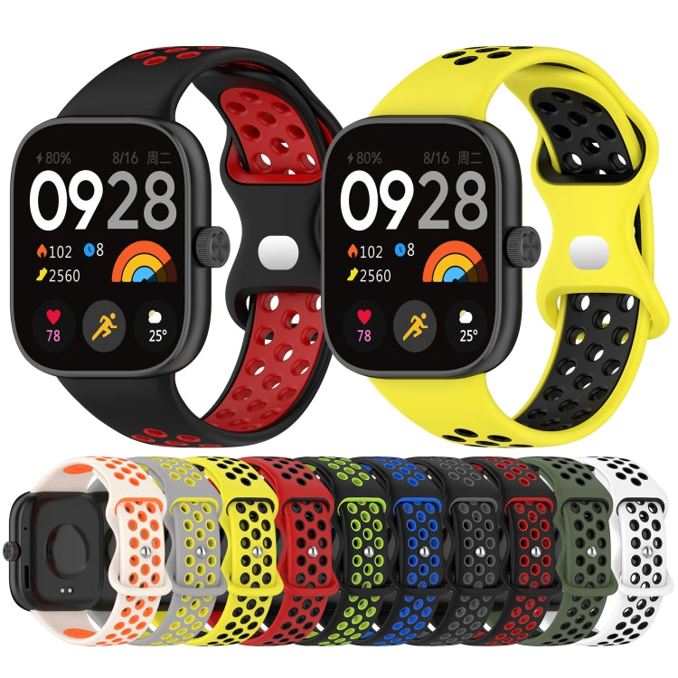 For Redmi Watch 4 Dual Color Perforated Silicone Watch Band(Black Red) - Watch Bands by buy2fix | Online Shopping UK | buy2fix