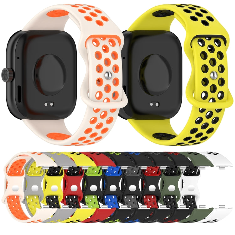 For Redmi Watch 4 Dual Color Perforated Silicone Watch Band(Red Black) - Watch Bands by buy2fix | Online Shopping UK | buy2fix