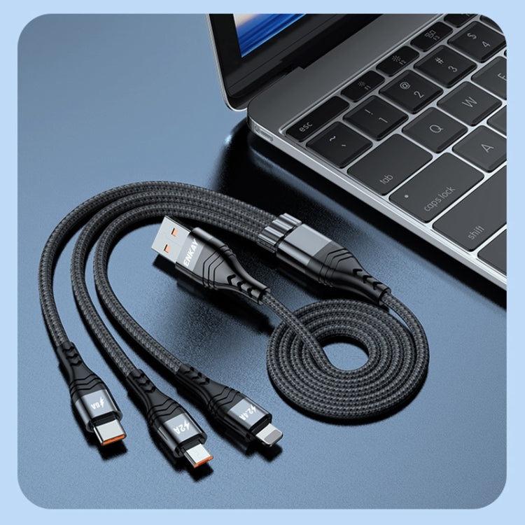 ENKAY 3-in-1 6A USB to Type-C / 8 Pin / Micro USB Multifunction Fast Charging Cable, Cable Length:1m(Grey) - Multifunction Cable by ENKAY | Online Shopping UK | buy2fix