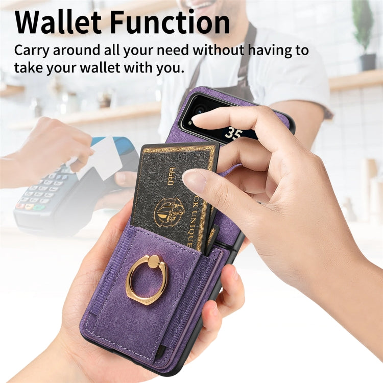 For Motorola Razr 40 Ultra Retro Skin-feel Ring Multi-card Wallet Phone Case(Purple) by buy2fix
