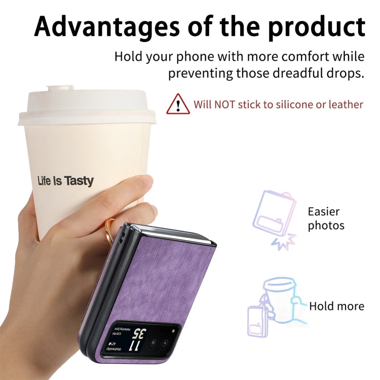 For Motorola Razr 40 Ultra Retro Skin-feel Ring Multi-card Wallet Phone Case(Purple) by buy2fix