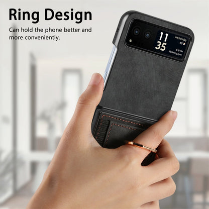 For Motorola Razr 40 Ultra Retro Skin-feel Ring Multi-card Wallet Phone Case(Black) by buy2fix