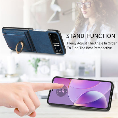 For Motorola Razr 40 Ultra Retro Skin-feel Ring Multi-card Wallet Phone Case(Blue) by buy2fix