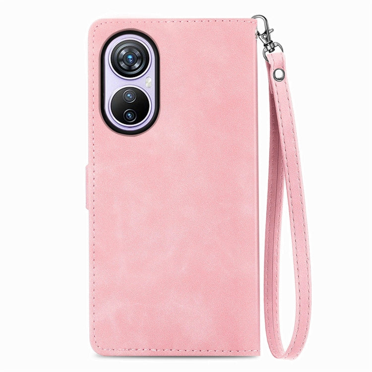 For Blackview A200 Pro Embossed Flower Zipper Leather Phone Case(Pink) - More Brand by buy2fix | Online Shopping UK | buy2fix