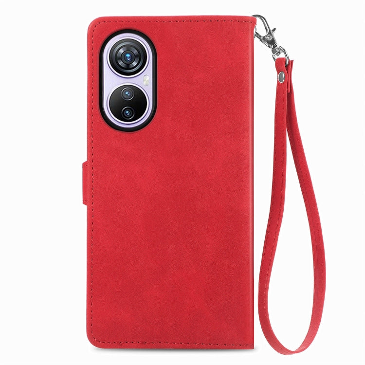 For Blackview A200 Pro Embossed Flower Zipper Leather Phone Case(Red) - More Brand by buy2fix | Online Shopping UK | buy2fix