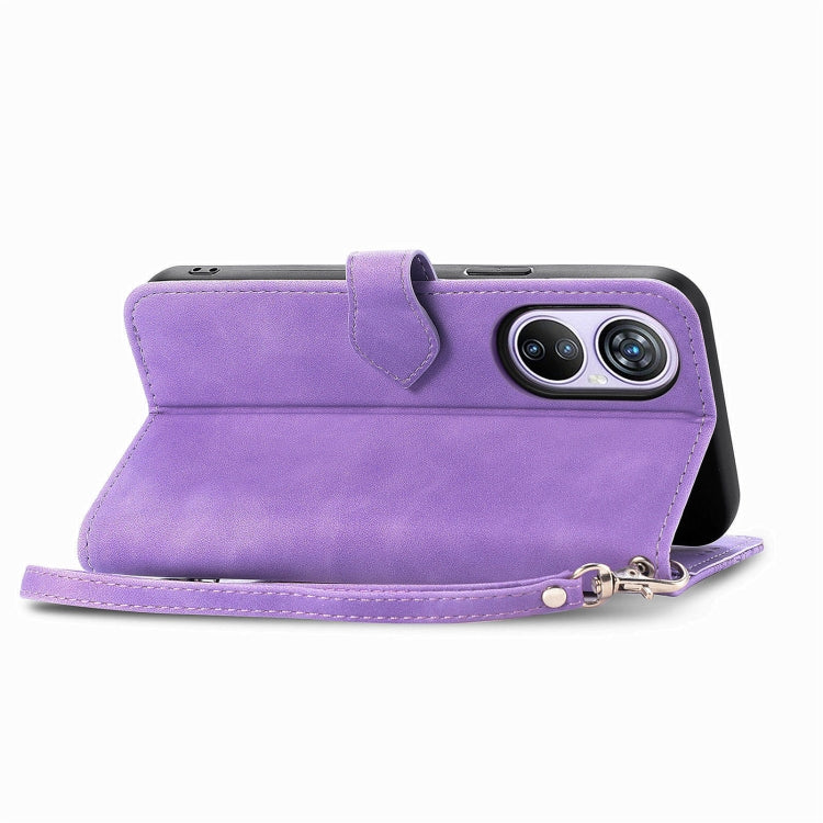 For Blackview A200 Pro Embossed Flower Zipper Leather Phone Case(Purple) - More Brand by buy2fix | Online Shopping UK | buy2fix