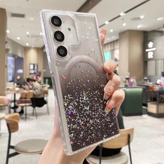 For Samsung Galaxy S24 5G MagSafe Glitter Hybrid Clear TPU Phone Case(Black) by buy2fix