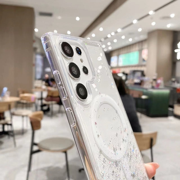 For Samsung Galaxy S22+ 5G MagSafe Glitter Hybrid Clear TPU Phone Case(Pink) by buy2fix