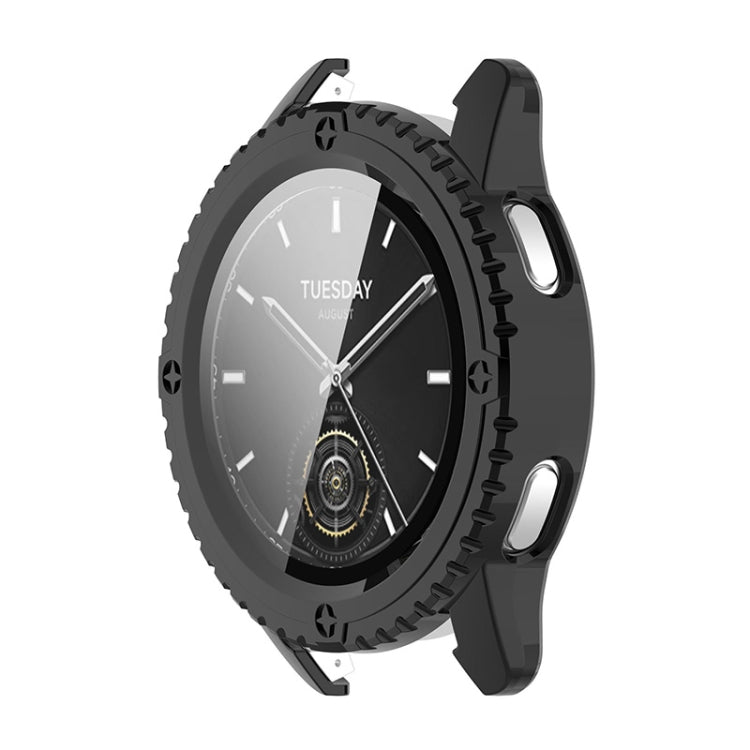 For Xiaomi Watch S3 ENKAY Hat-Prince Full Coverage Tempered Glass Film Integrated PC Watch Cover(Black) by ENKAY
