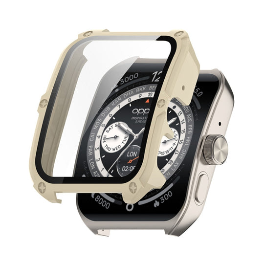 For OPPO Watch 4 Pro ENKAY Hat-Prince Full Coverage Tempered Glass Film Integrated PC Watch Cover(Ivory White)