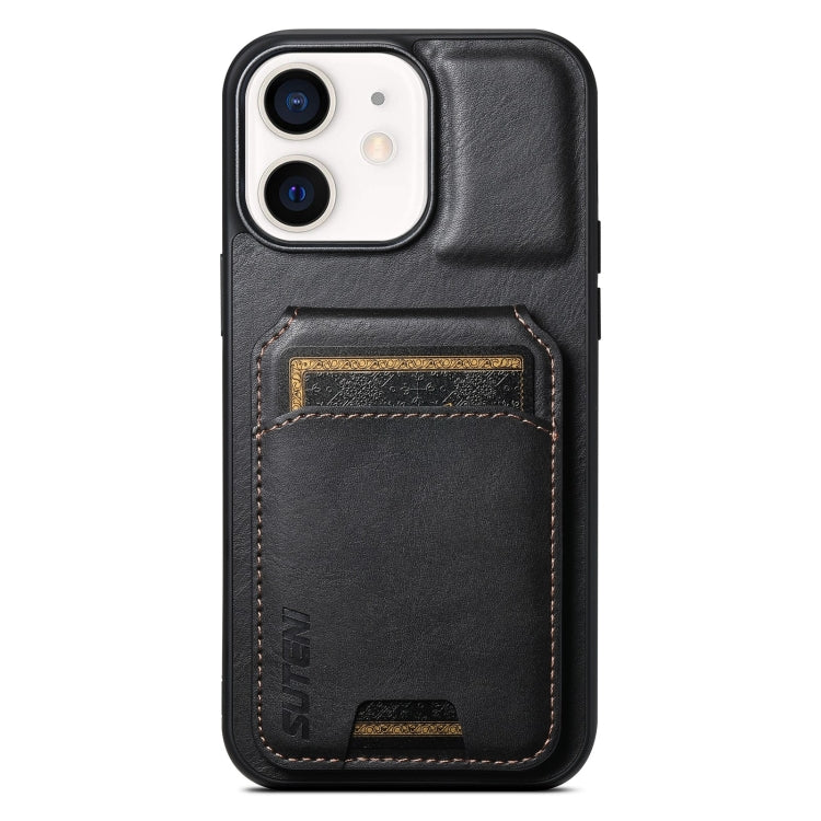 For iPhone 12 / 12 Pro Suteni H02 Leather Wallet Stand Back Phone Case(Black) - iPhone 15 Pro Max Cases by Suteni | Online Shopping UK | buy2fix