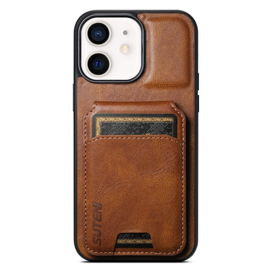 For iPhone 12 / 12 Pro Suteni H02 Leather Wallet Stand Back Phone Case(Brown) - iPhone 15 Pro Max Cases by Suteni | Online Shopping UK | buy2fix