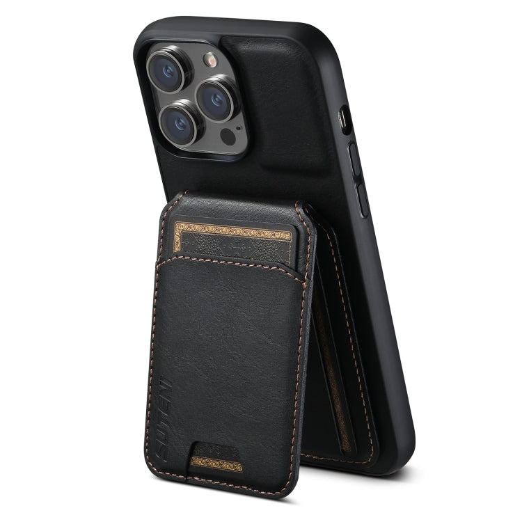For iPhone 15 Pro Suteni H02 Leather Wallet Stand Back Phone Case(Black) - iPhone 15 Pro Cases by Suteni | Online Shopping UK | buy2fix