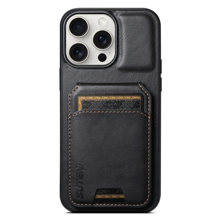For iPhone 15 Pro Suteni H02 Leather Wallet Stand Back Phone Case(Black) - iPhone 15 Pro Cases by Suteni | Online Shopping UK | buy2fix