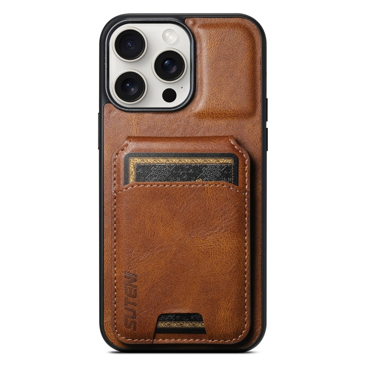 For iPhone 15 Pro Suteni H02 Leather Wallet Stand Back Phone Case(Brown) - iPhone 15 Pro Cases by Suteni | Online Shopping UK | buy2fix