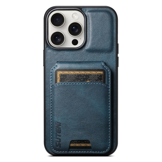 For iPhone 15 Pro Suteni H02 Leather Wallet Stand Back Phone Case(Blue) - iPhone 15 Pro Cases by Suteni | Online Shopping UK | buy2fix