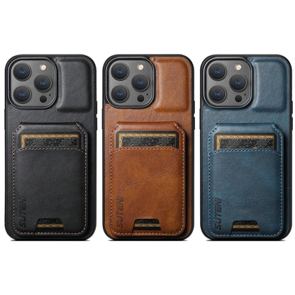 For iPhone 14 Suteni H02 Leather Wallet Stand Back Phone Case(Brown) - iPhone 14 Cases by Suteni | Online Shopping UK | buy2fix