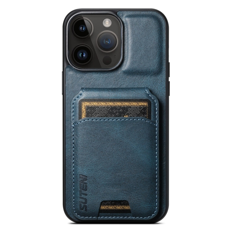 For iPhone 14 Pro Max Suteni H02 Leather Wallet Stand Back Phone Case(Blue) - iPhone 14 Pro Max Cases by Suteni | Online Shopping UK | buy2fix