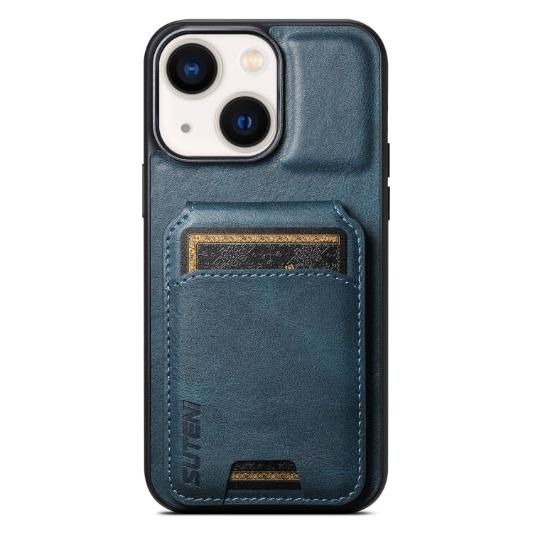 For iPhone 13 Suteni H02 Leather Wallet Stand Back Phone Case(Blue) - iPhone 13 Cases by Suteni | Online Shopping UK | buy2fix