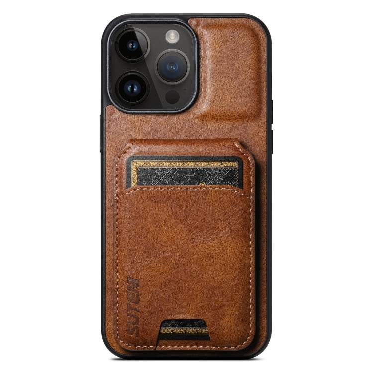 For iPhone 12 Pro Max Suteni H02 Leather Wallet Stand Back Phone Case(Brown) - iPhone 12 Pro Max Cases by Suteni | Online Shopping UK | buy2fix
