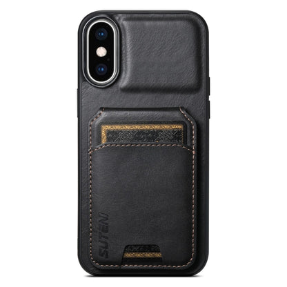 For iPhone XS Max Suteni H02 Leather Wallet Stand Back Phone Case(Black) - More iPhone Cases by Suteni | Online Shopping UK | buy2fix