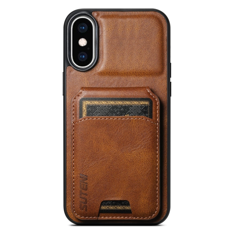 For iPhone XS Max Suteni H02 Leather Wallet Stand Back Phone Case(Brown) - More iPhone Cases by Suteni | Online Shopping UK | buy2fix