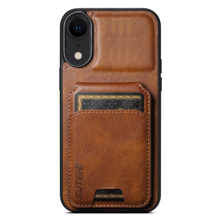 For iPhone XR Suteni H02 Leather Wallet Stand Back Phone Case(Brown) - More iPhone Cases by Suteni | Online Shopping UK | buy2fix