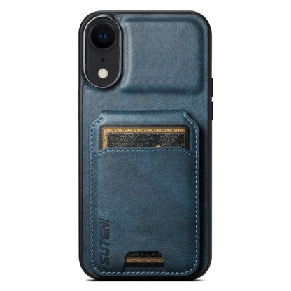 For iPhone XR Suteni H02 Leather Wallet Stand Back Phone Case(Blue) - More iPhone Cases by Suteni | Online Shopping UK | buy2fix
