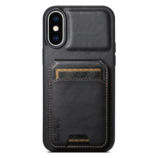 For iPhone X / XS Suteni H02 Leather Wallet Stand Back Phone Case(Black) - More iPhone Cases by Suteni | Online Shopping UK | buy2fix
