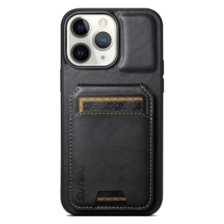 For iPhone 11 Pro Suteni H02 Leather Wallet Stand Back Phone Case(Black) - iPhone 11 Pro Cases by Suteni | Online Shopping UK | buy2fix