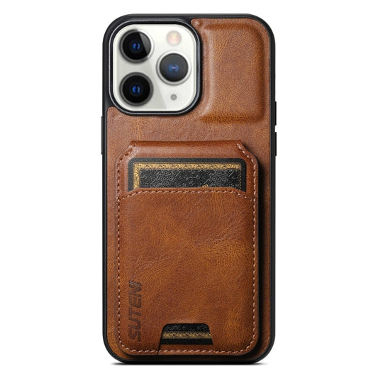 For iPhone 11 Pro Suteni H02 Leather Wallet Stand Back Phone Case(Brown) - iPhone 11 Pro Cases by Suteni | Online Shopping UK | buy2fix