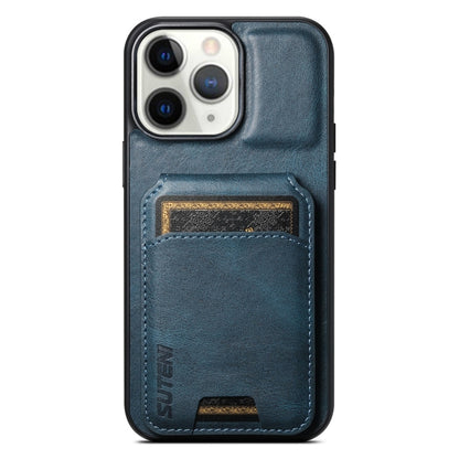 For iPhone 11 Pro Suteni H02 Leather Wallet Stand Back Phone Case(Blue) - iPhone 11 Pro Cases by Suteni | Online Shopping UK | buy2fix