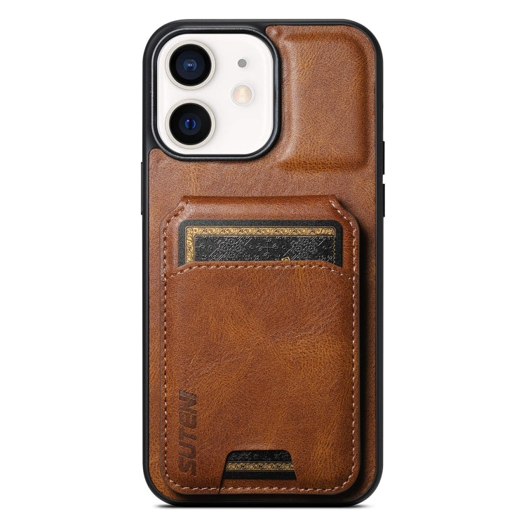 For iPhone 11 Suteni H02 Leather Wallet Stand Back Phone Case(Brown) - iPhone 11 Cases by Suteni | Online Shopping UK | buy2fix