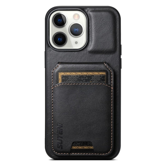 For iPhone 11 Pro Max Suteni H02 Leather Wallet Stand Back Phone Case(Black) - iPhone 11 Pro Max Cases by Suteni | Online Shopping UK | buy2fix