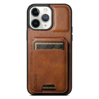 For iPhone 11 Pro Max Suteni H02 Leather Wallet Stand Back Phone Case(Brown) - iPhone 11 Pro Max Cases by Suteni | Online Shopping UK | buy2fix