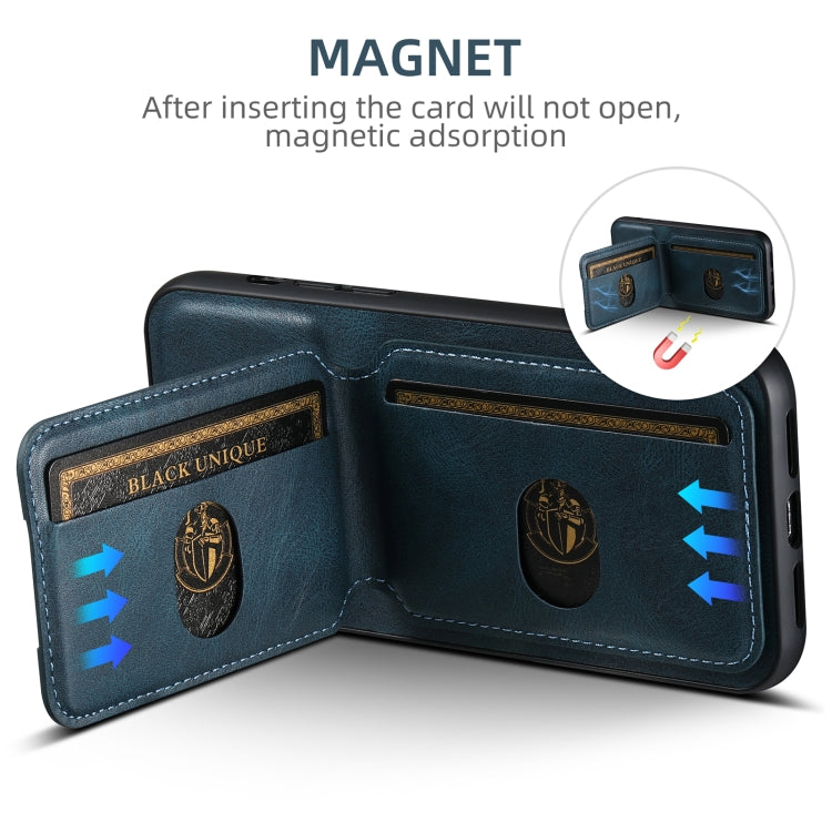 For iPhone 16 Pro Suteni H02 Leather Wallet Stand Back Phone Case(Blue) by Suteni