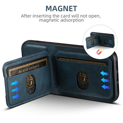 For iPhone 16 Pro Suteni H02 Leather Wallet Stand Back Phone Case(Blue) by Suteni