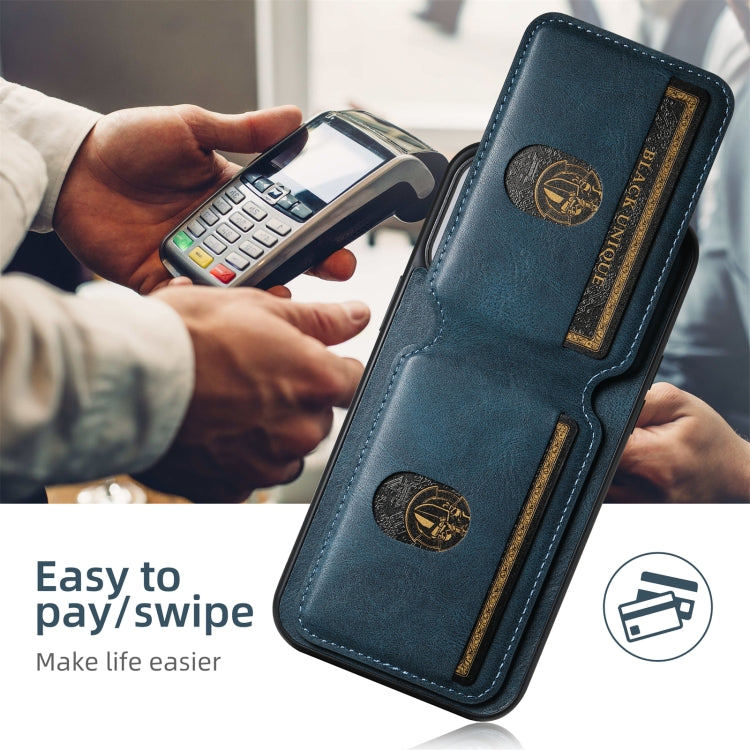 For iPhone 16 Pro Suteni H02 Leather Wallet Stand Back Phone Case(Blue) by Suteni
