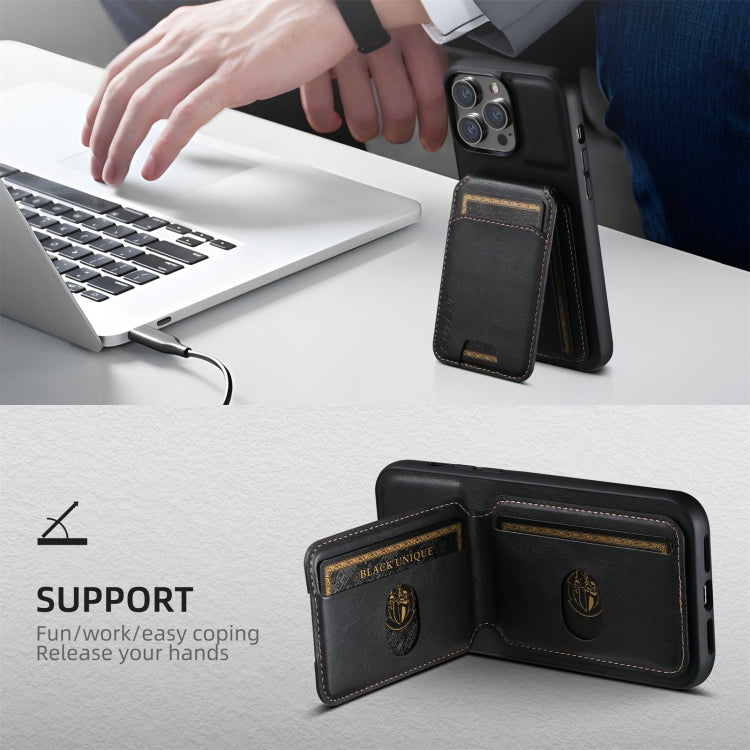 For iPhone 16 Plus Suteni H02 Leather Wallet Stand Back Phone Case(Black) by Suteni