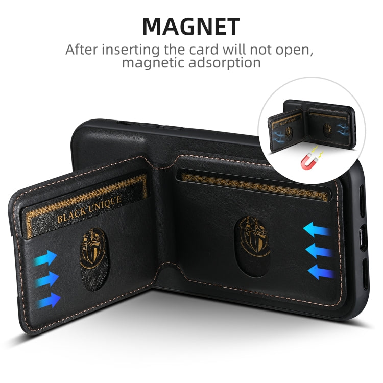 For iPhone 16 Plus Suteni H02 Leather Wallet Stand Back Phone Case(Black) by Suteni