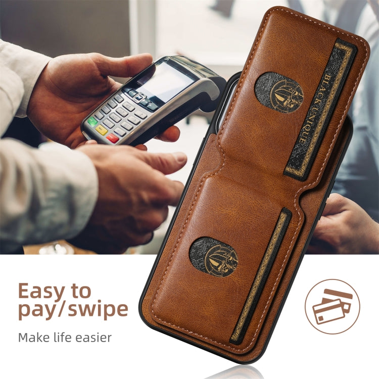 For iPhone 16 Plus Suteni H02 Leather Wallet Stand Back Phone Case(Brown) by Suteni