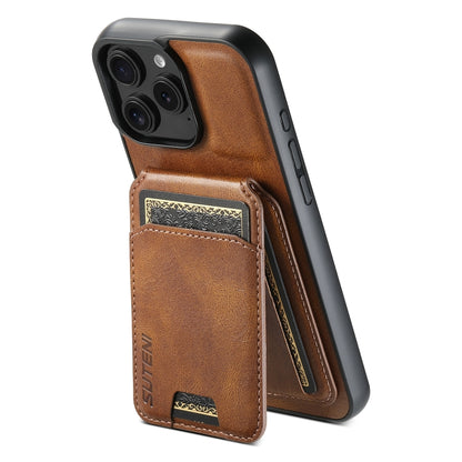 For iPhone 16 Pro Max Suteni H02 Leather Wallet Stand Back Phone Case(Brown) by Suteni