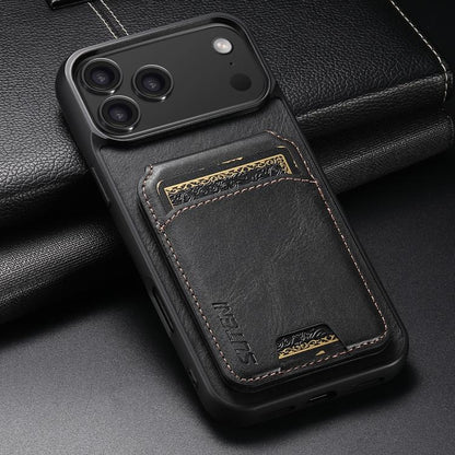 For iPhone 17 Pro Max Suteni H02 Leather Wallet Stand Back Phone Case(Black) - iPhone 17 Pro Max Cases by Suteni | Online Shopping UK | buy2fix