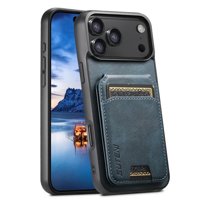 For iPhone 17 Pro Max Suteni H02 Leather Wallet Stand Back Phone Case(Blue) - iPhone 17 Pro Max Cases by Suteni | Online Shopping UK | buy2fix