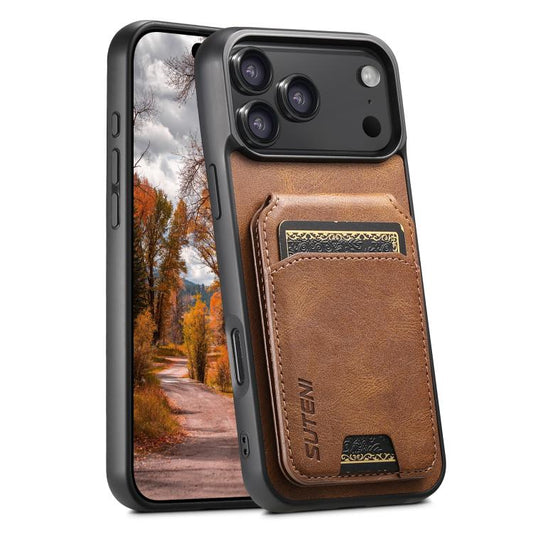 For iPhone 17 Pro Suteni H02 Leather Wallet Stand Back Phone Case(Brown) - iPhone 17 Pro Cases by Suteni | Online Shopping UK | buy2fix