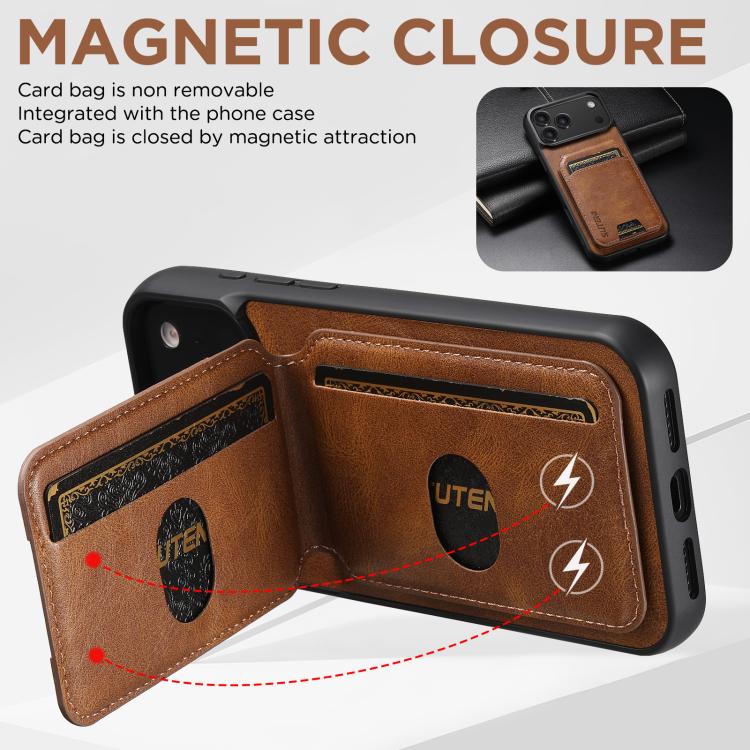 For iPhone 17 Pro Suteni H02 Leather Wallet Stand Back Phone Case(Brown) - iPhone 17 Pro Cases by Suteni | Online Shopping UK | buy2fix